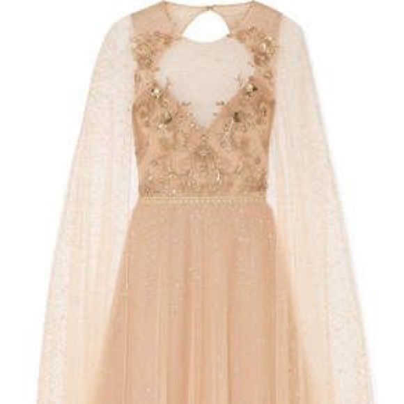 Marchesa Notte Embellished Glittered Tulle Gown-Blush Sz 16 - Picture 6 of 9